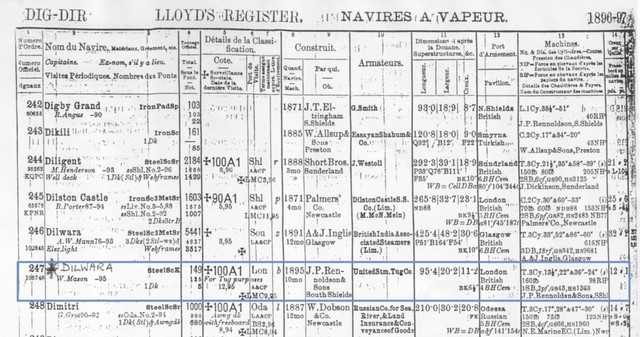 Figura 3 Registro Lloyds 1896 1897