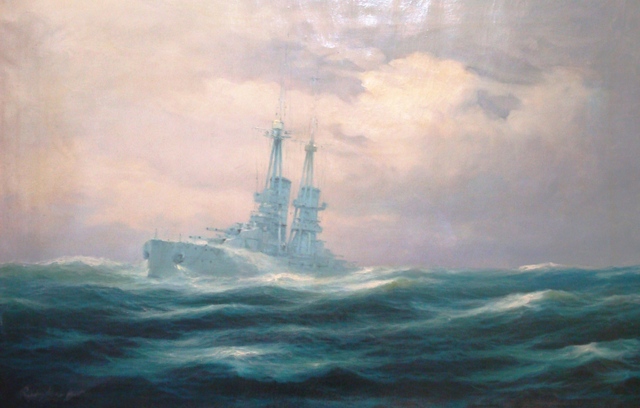 Rudolf Claudus - La Regia nave da battaglia Duilio in navigazione