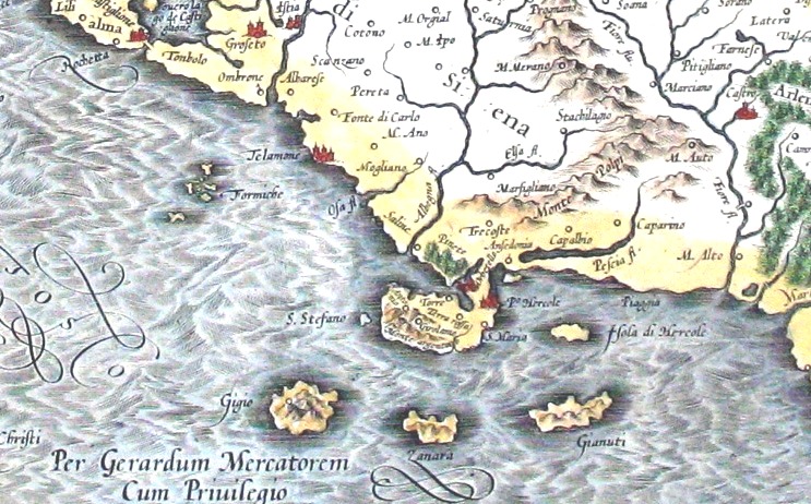 Zanara nella carta del 1589 di Gerardo Mercatore